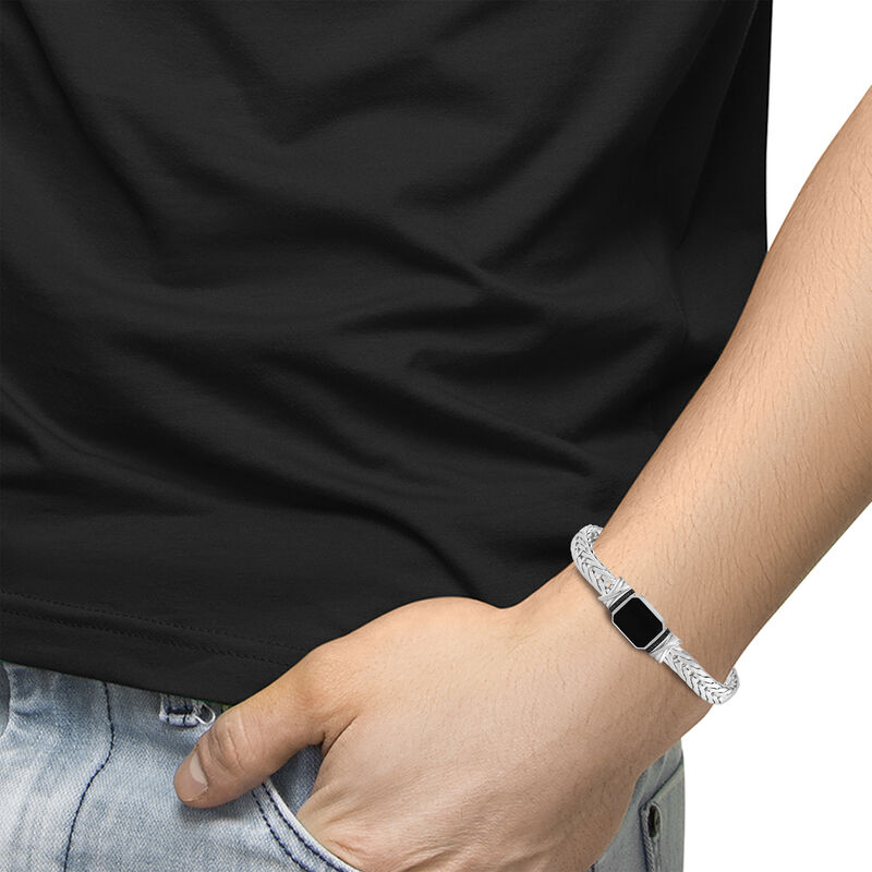 EFFY Black Diamond & Onyx Fashion Link Bracelet in Sterling Silver image number null